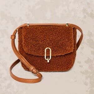 NWT Sherpa Brown Mini Crossbody Top Handle Bag